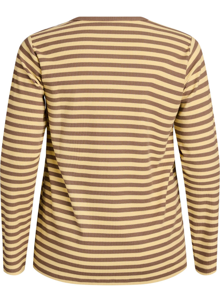 Striped blouse with long sleeves, Brown, Packshot