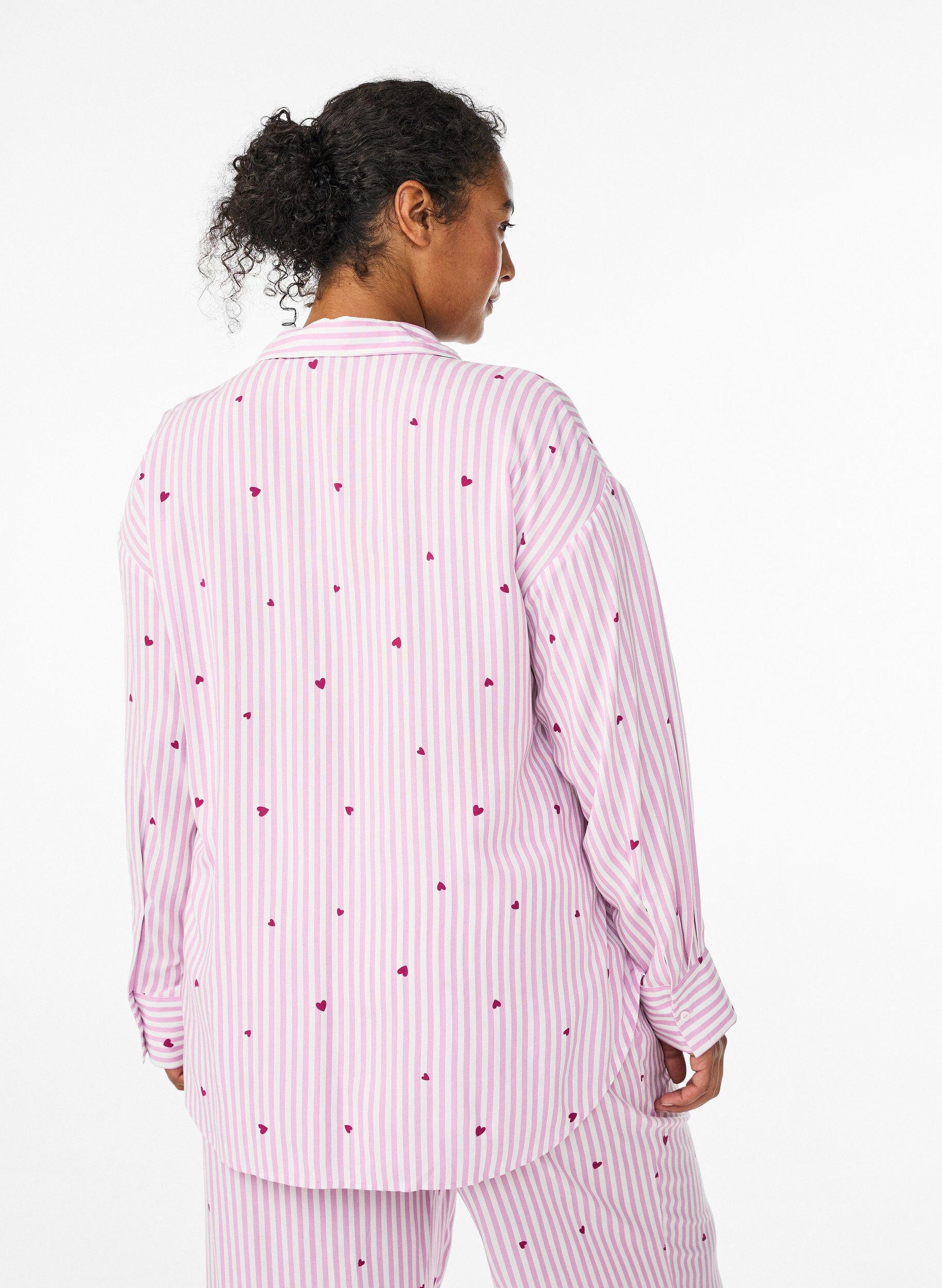 ZizzifashionNightshirt with stripes and hearts, Rose, Model image number 2