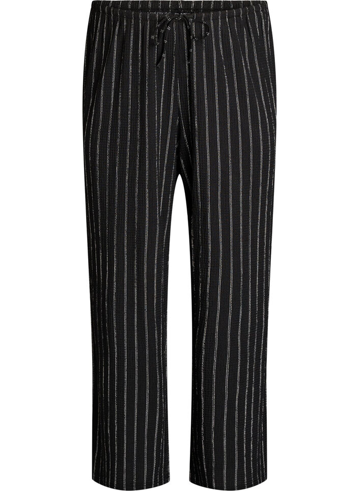 Wide-leg trousers in a light textured fabric, Black, Packshot image number 0