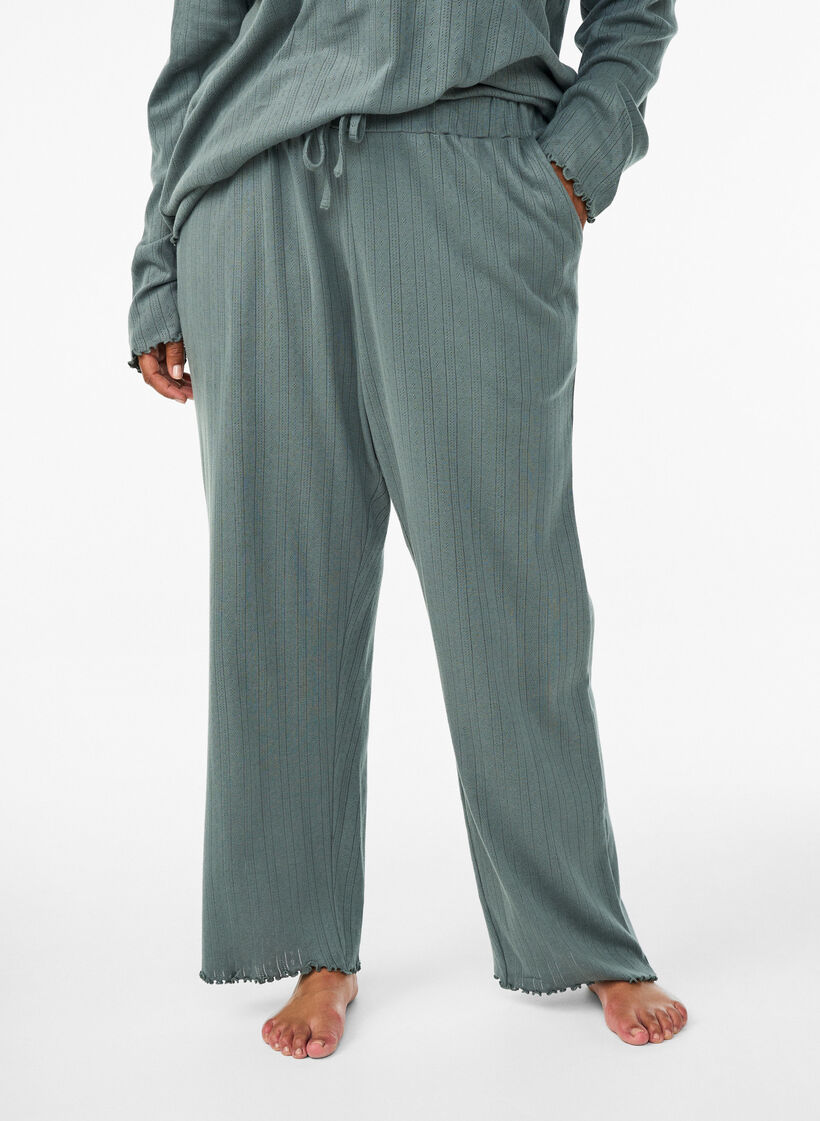 Cotton night pants, Green, Model image number 2
