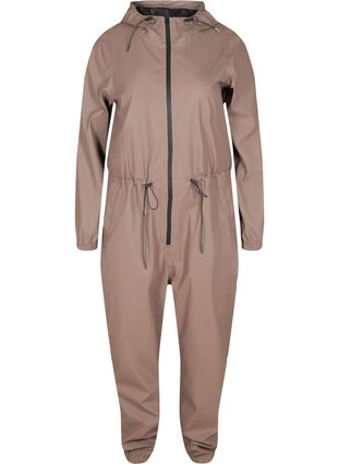 Rain jumpsuit with hood and pockets, Iron, Packshot image number 0