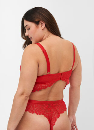 Alma bra with underwire and lace, True Red , Model image number 1