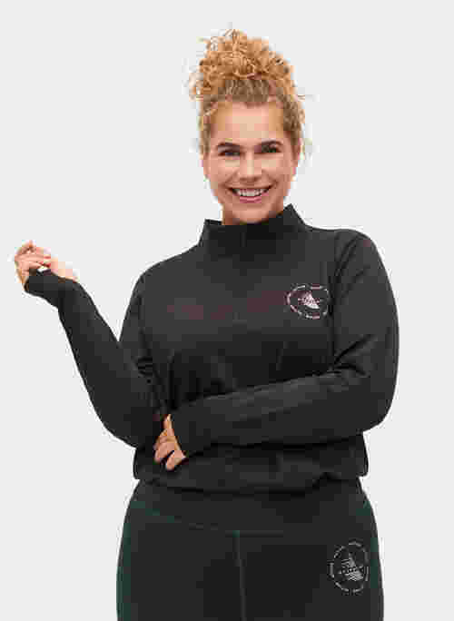 High neck exercise top with zip