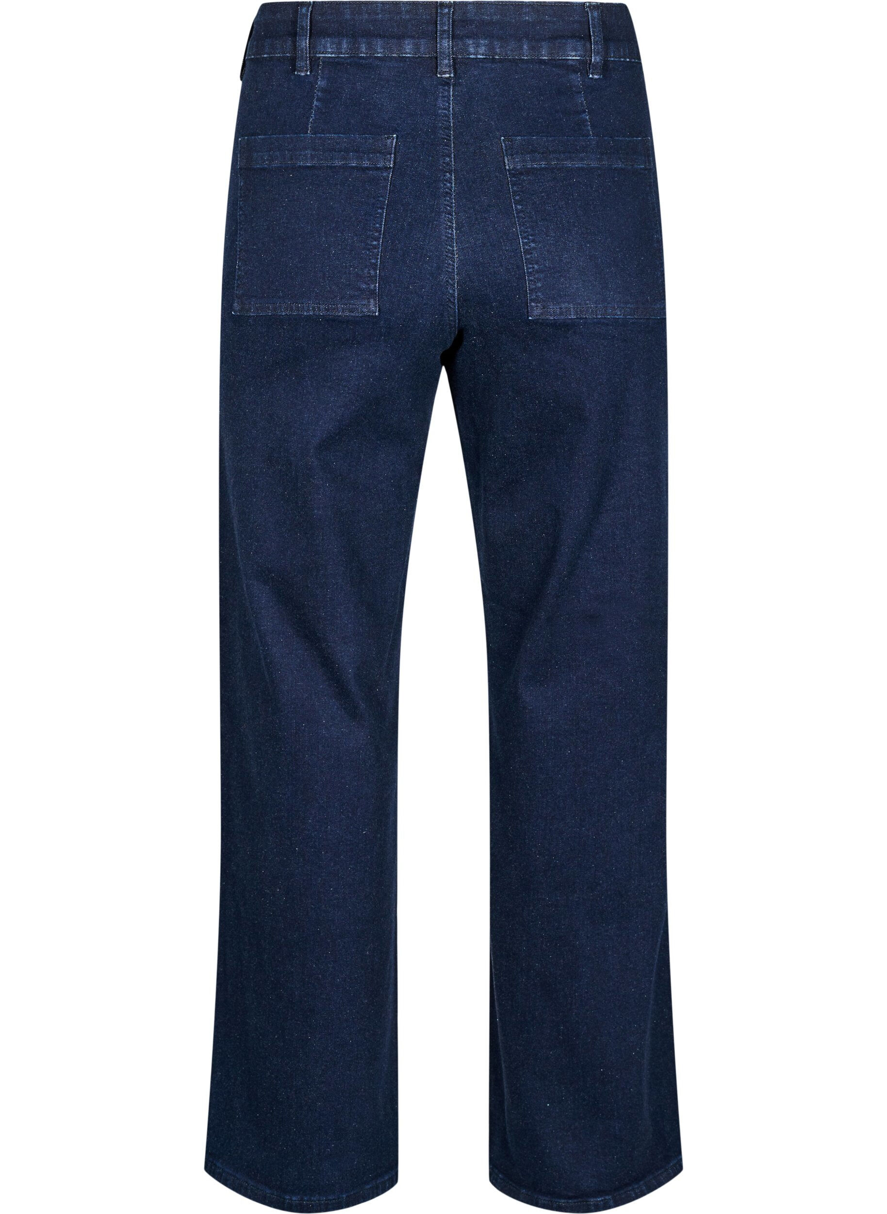 ZizzifashionHigh-waisted jeans with wide legs, Blue, Packshot image number 1