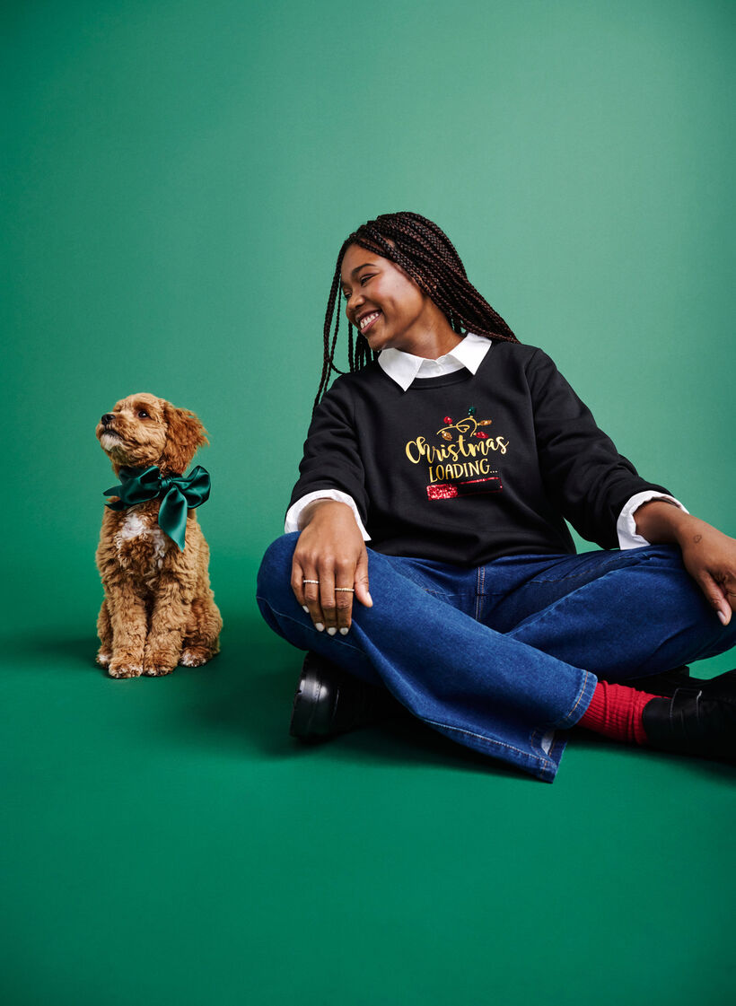 Christmas sweatshirt, Black LOADING, Image image number 0