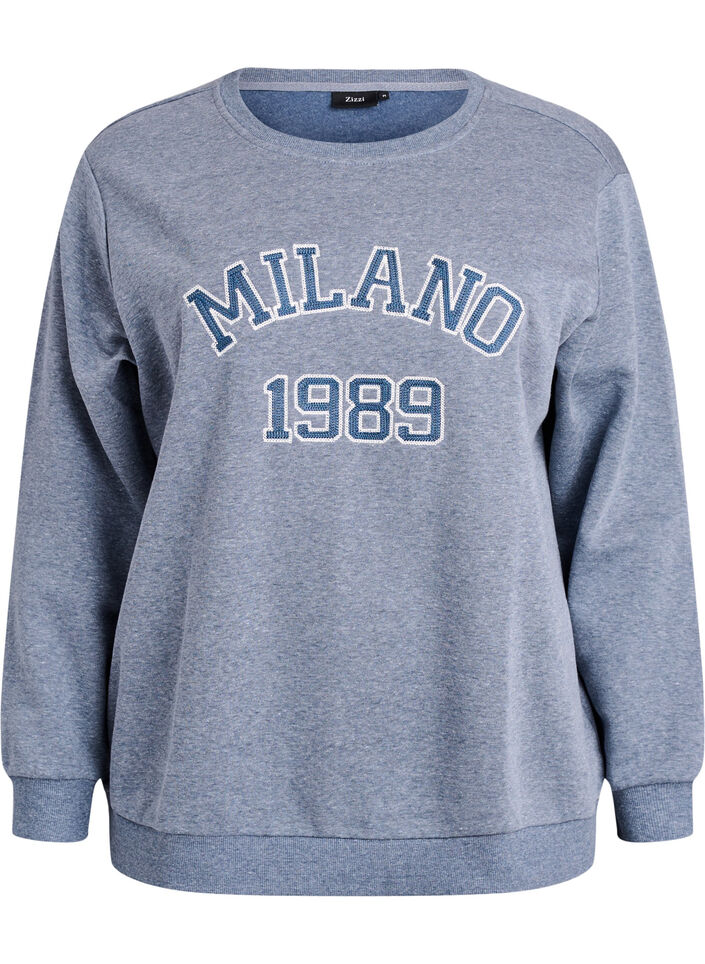 Sweatshirt with embroidered Milan motif, Dark Grey, Packshot image number 0