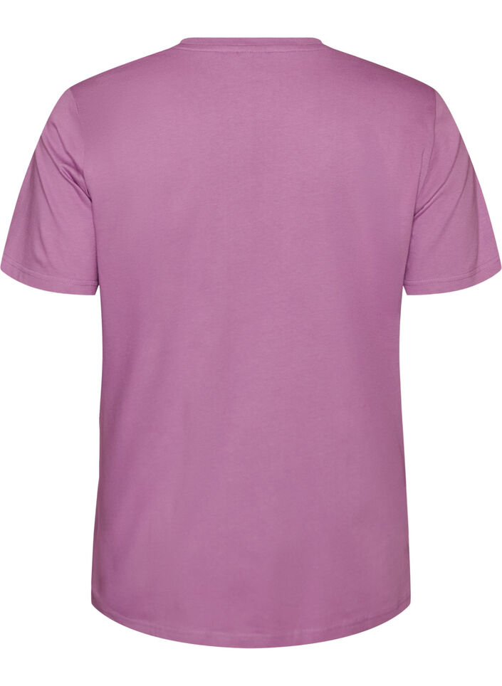 Organic cotton T-shirt with eyelet embroidery, Purple, Packshot image number 1