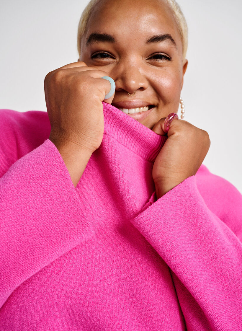 Viscose blend pullover with side slit	, Raspberry Rose, Image image number 0