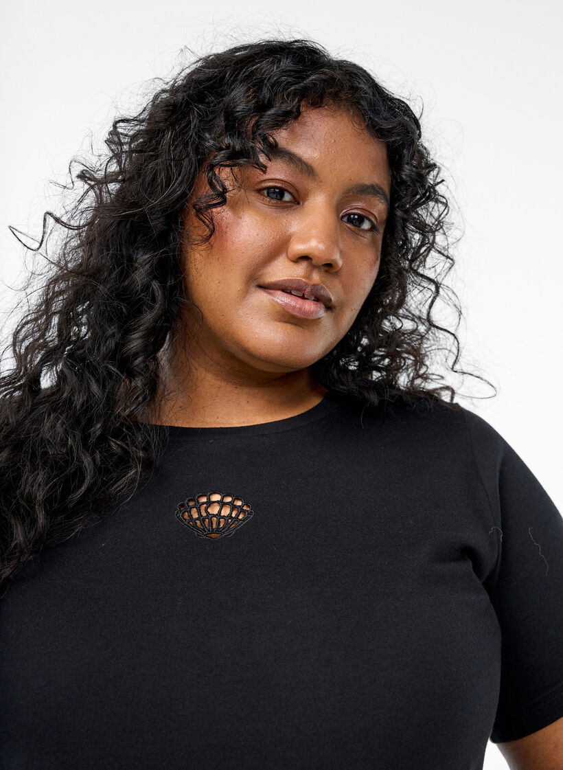 T-shirt with decorative details, Black, Model image number 3