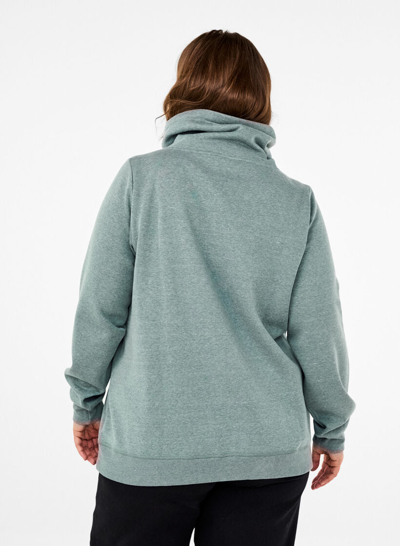 FLASH - Sweatshirt with high collar, Balsam Green Melange, Model image number 1