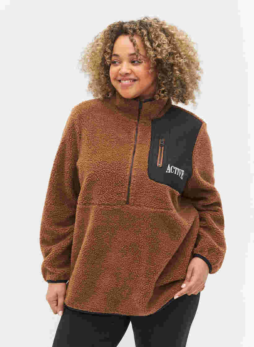 High neck teddy anorak with quilt, Partridge, Model image number 0