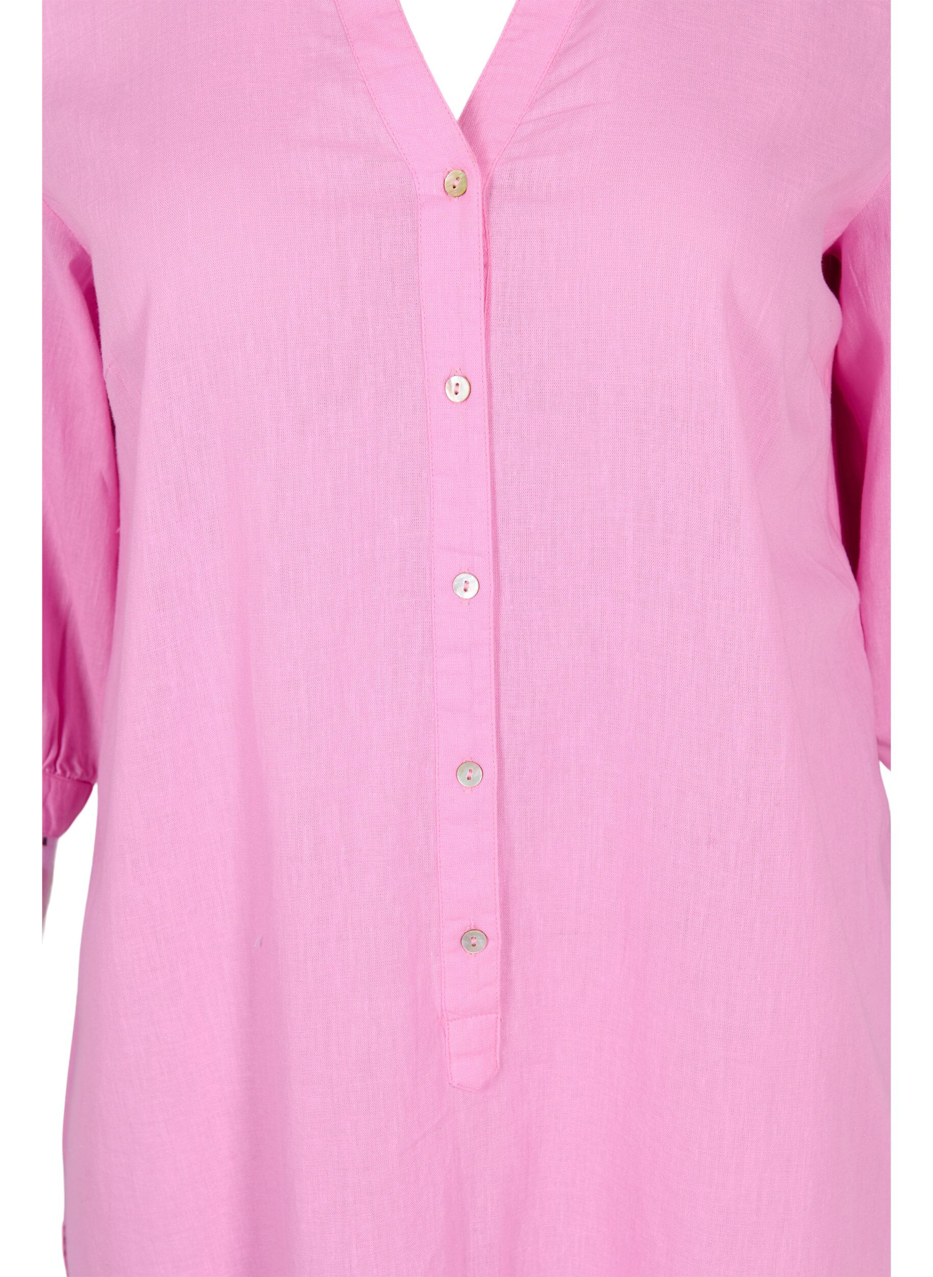 Zizzifashion Long shirt dress with 3/4 sleeves, Begonia Pink, Packshot image number 2