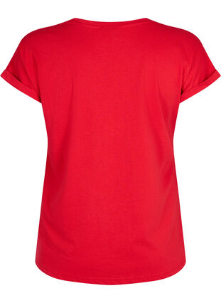 Short sleeved cotton blend t-shirt, Tango Red, Packshot image number 1