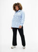 Cotton shirt with broderie anglaise, Chambray Blue, Model image number 2