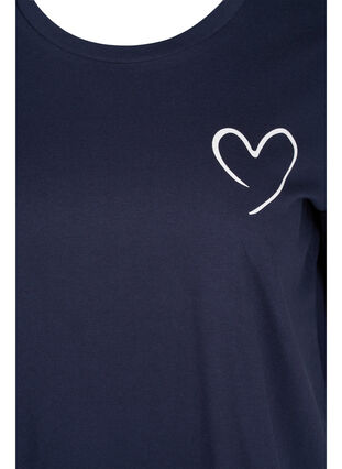 Short sleeved pyjama t-shirt in cotton, Navy Blazer w. Heart, Packshot image number 2