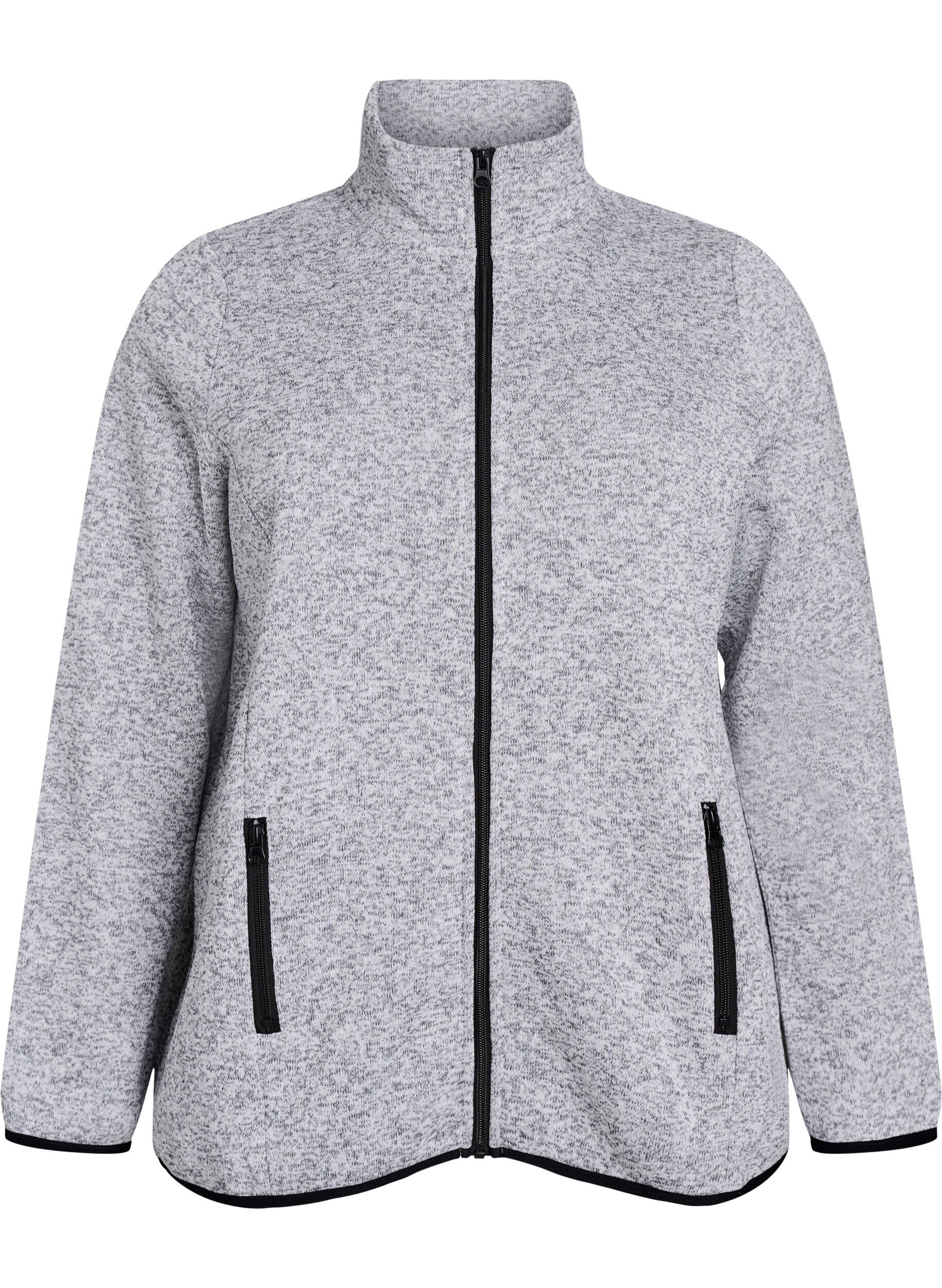 ZizzifashionJersey cardigan with a high collar and zip, Grey, Packshot image number 0