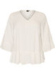 Blouse with texture, V-neck and ruffles, Vanilla, Packshot image number 0