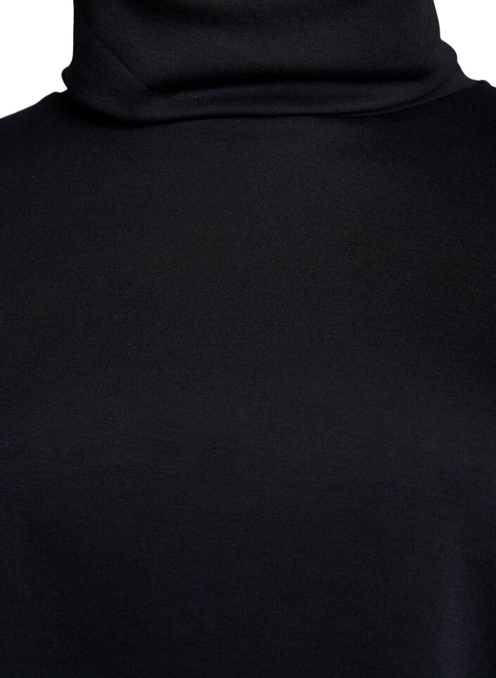 Blouse with turtleneck in modal mix, Black, Packshot image number 2