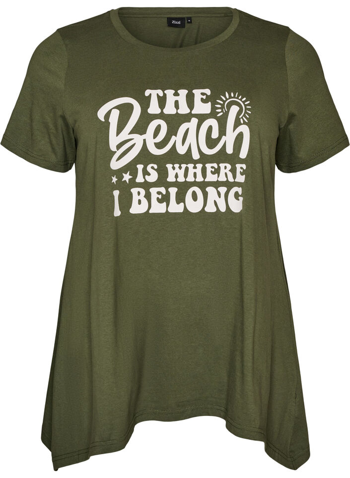 T-shirt with a round neck and A-line shape, Green, Packshot image number 0