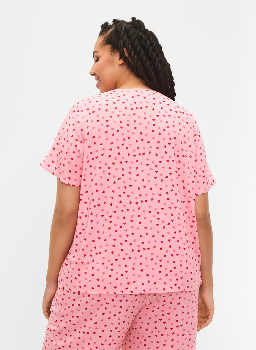 Printed viscose nightshirt, Rose, Model image number 2