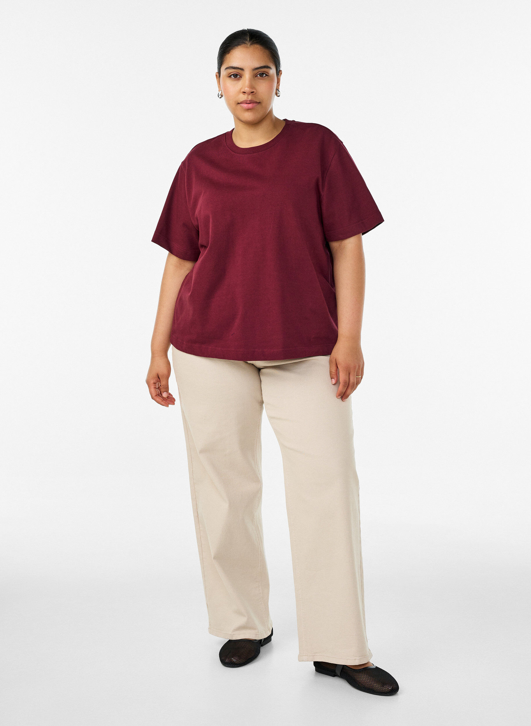 ZizzifashionBoxy cotton T-shirt, Red, Model image number 1