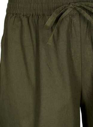 Loose shorts in cotton blend with linen, Forest Night, Packshot image number 2