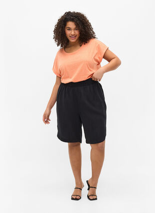 Loose Bermuda shorts with smock, Black, Model image number 2