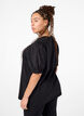 Organic cotton blouse with broderie anglaise sleeves, Black, Model image number 1