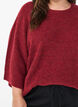 Ribbed jumper with 3/4 sleeves, Red, Model image number 3