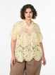 Lace blouse with ruffle collar and short sleeves, Yellow, Model image number 0