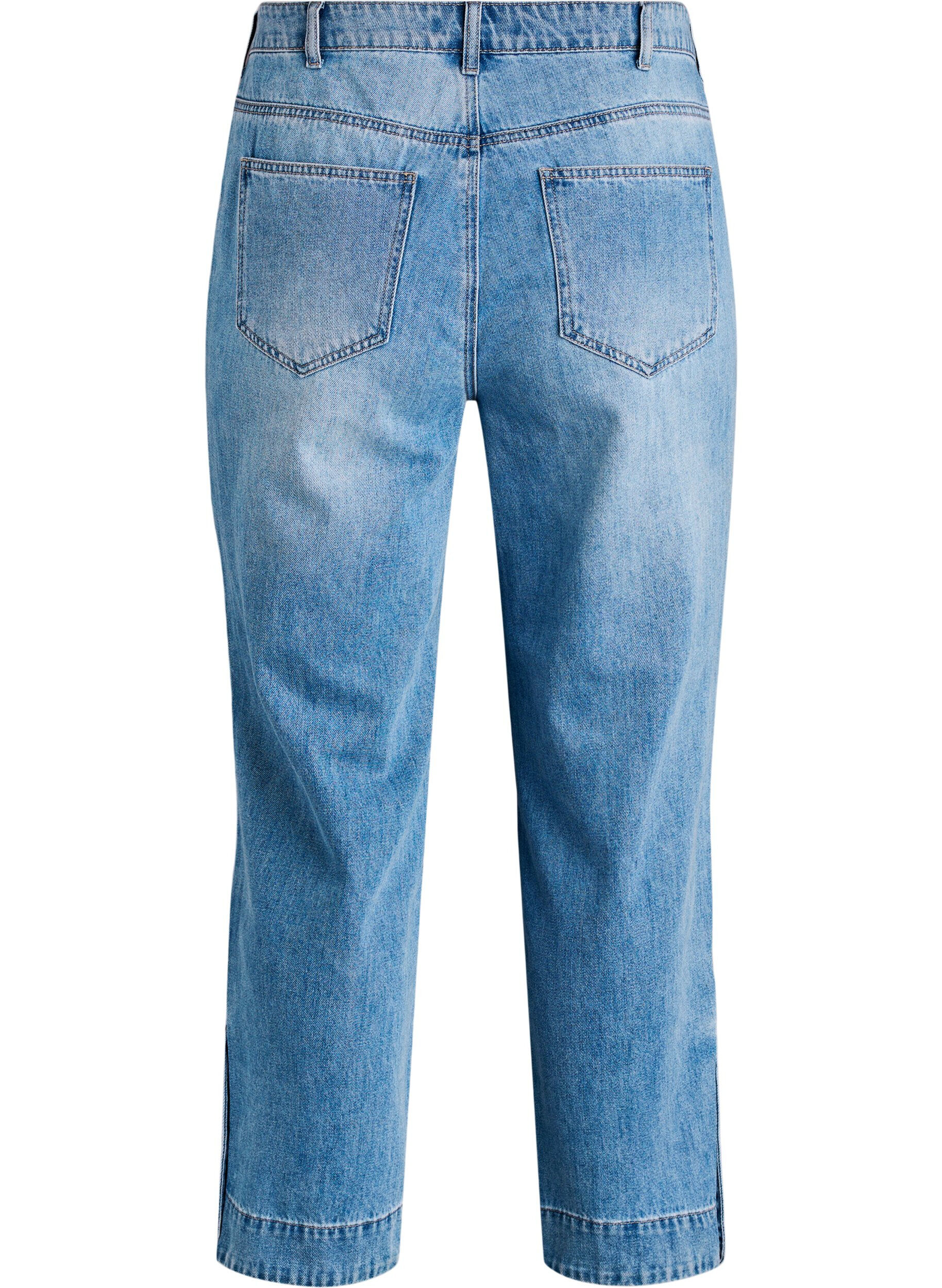 ZizzifashionCropped Kiana jeans with straight fit and button details, Light Blue, Packshot image number 1