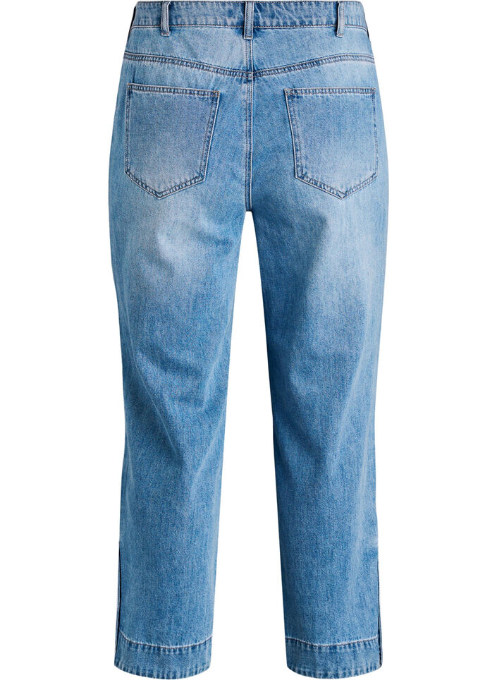 Cropped Kiana jeans with straight fit and button details, Light Blue, Packshot image number 1