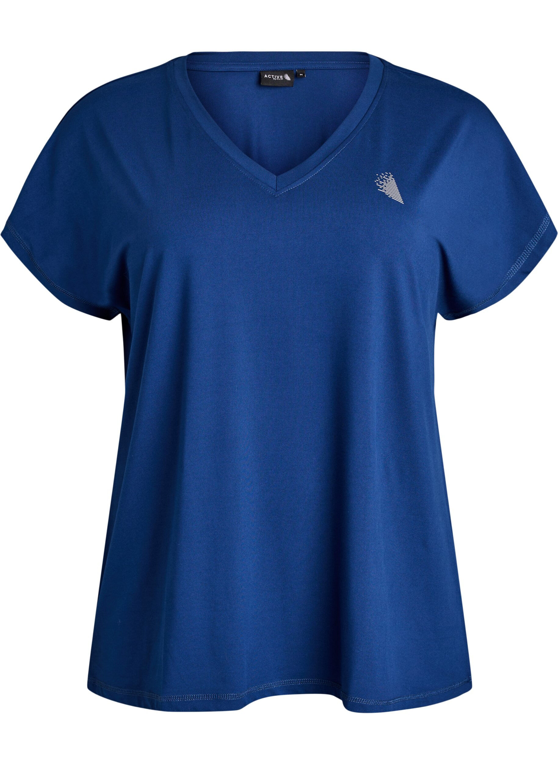 ZizzifashionLoose training t-shirt with v-neck, Blue, Packshot image number 0