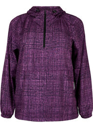 Sports anorak with zipper and pockets, Square Purple Print, Packshot