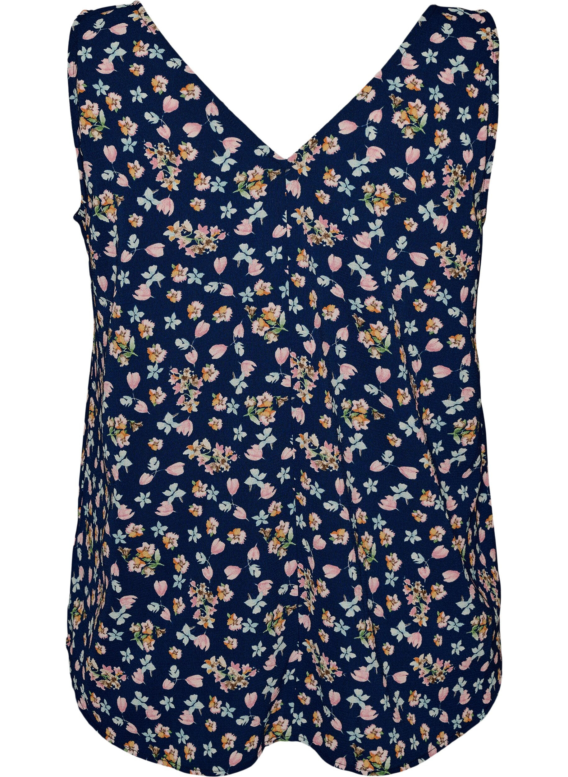 ZizzifashionPrinted top with v-neck, Blue, Packshot image number 1