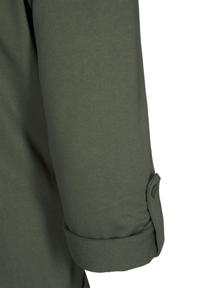 Balloon dress in cotton with pockets, Green, Packshot image number 3