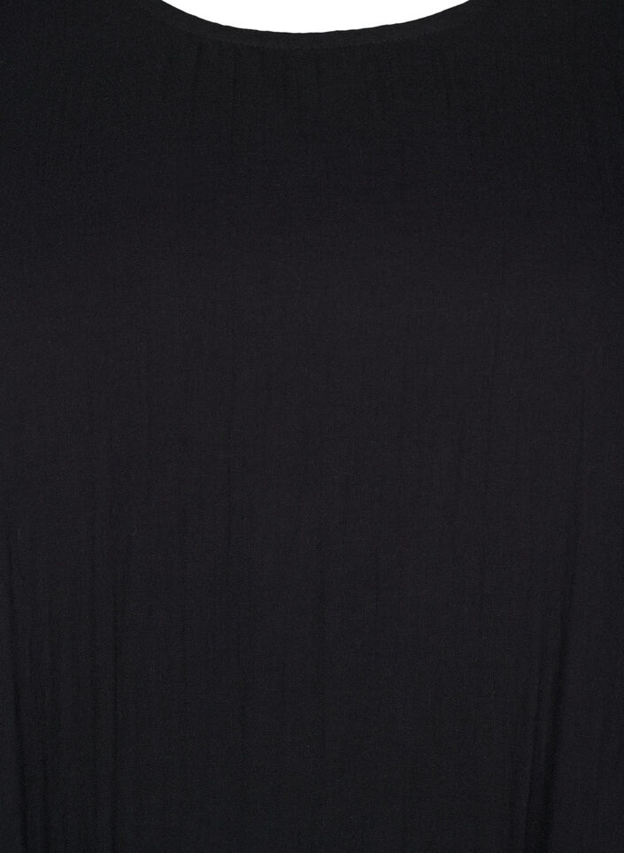 Cotton short-sleeved dress with a-line cut, Black, Packshot image number 2