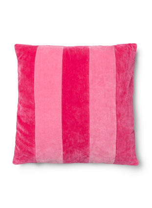 Striped velour pillowcase, Fandango Pink Comb, Packshot image number 0