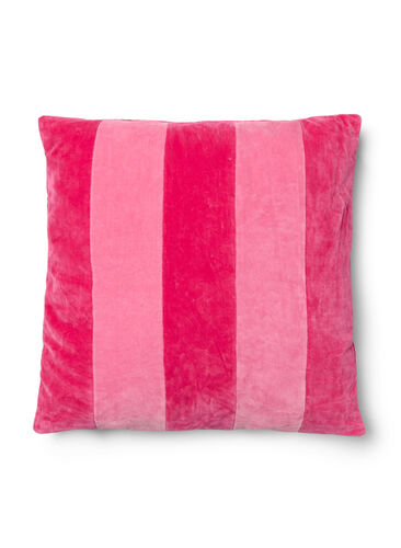 Striped velour pillowcase, Fandango Pink Comb, Packshot image number 0