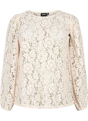 FLASH - Long sleeve lace blouse, Birch, Packshot image number 0