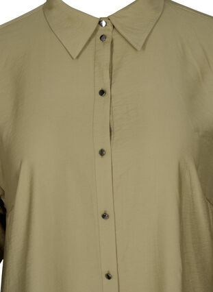 Long viscose shirt with slits, Timber Wolf, Packshot image number 2