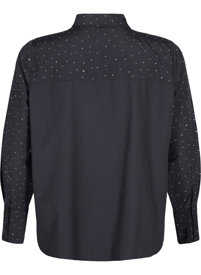 Shirt with rhinestones, Black, Packshot image number 1