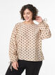 Blouse with dots and tie details, Beige, Model image number 0