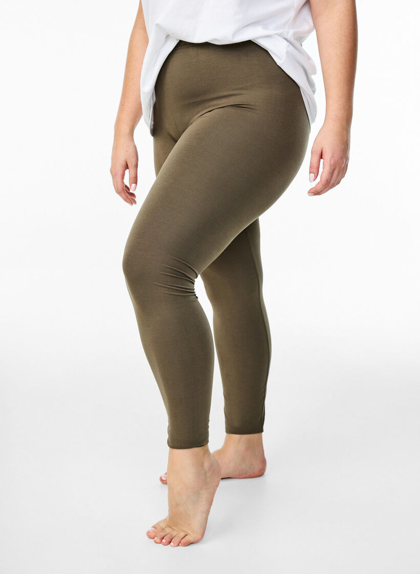 Basic leggings in viscose, Green, Model image number 0