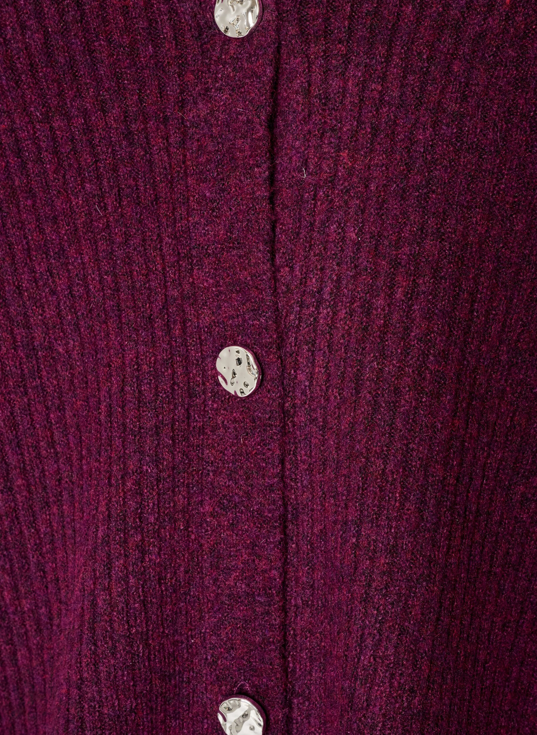 ZizzifashionCardigan with V-neck and ribbed texture, Purple, Packshot image number 2