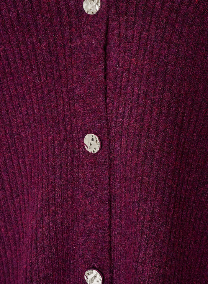 Cardigan with V-neck and ribbed texture, Purple, Packshot image number 2