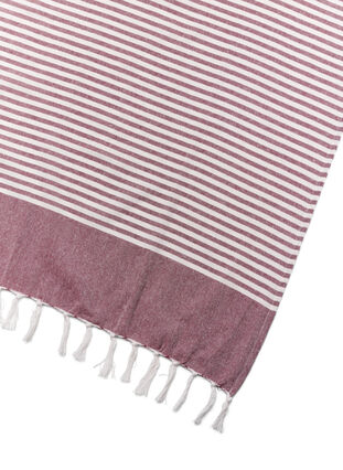 Striped Towels with fringes, Dark Red Melange, Packshot image number 2