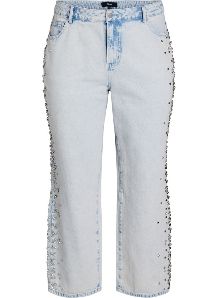 Kiana jeans with decorative details along the sides, Light Blue, Packshot image number 0