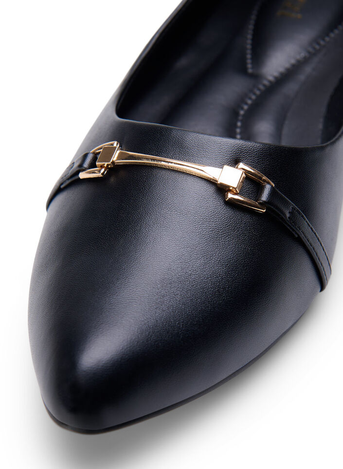 Wide fit ballerina with gold-colored buckle, Black, Packshot image number 3