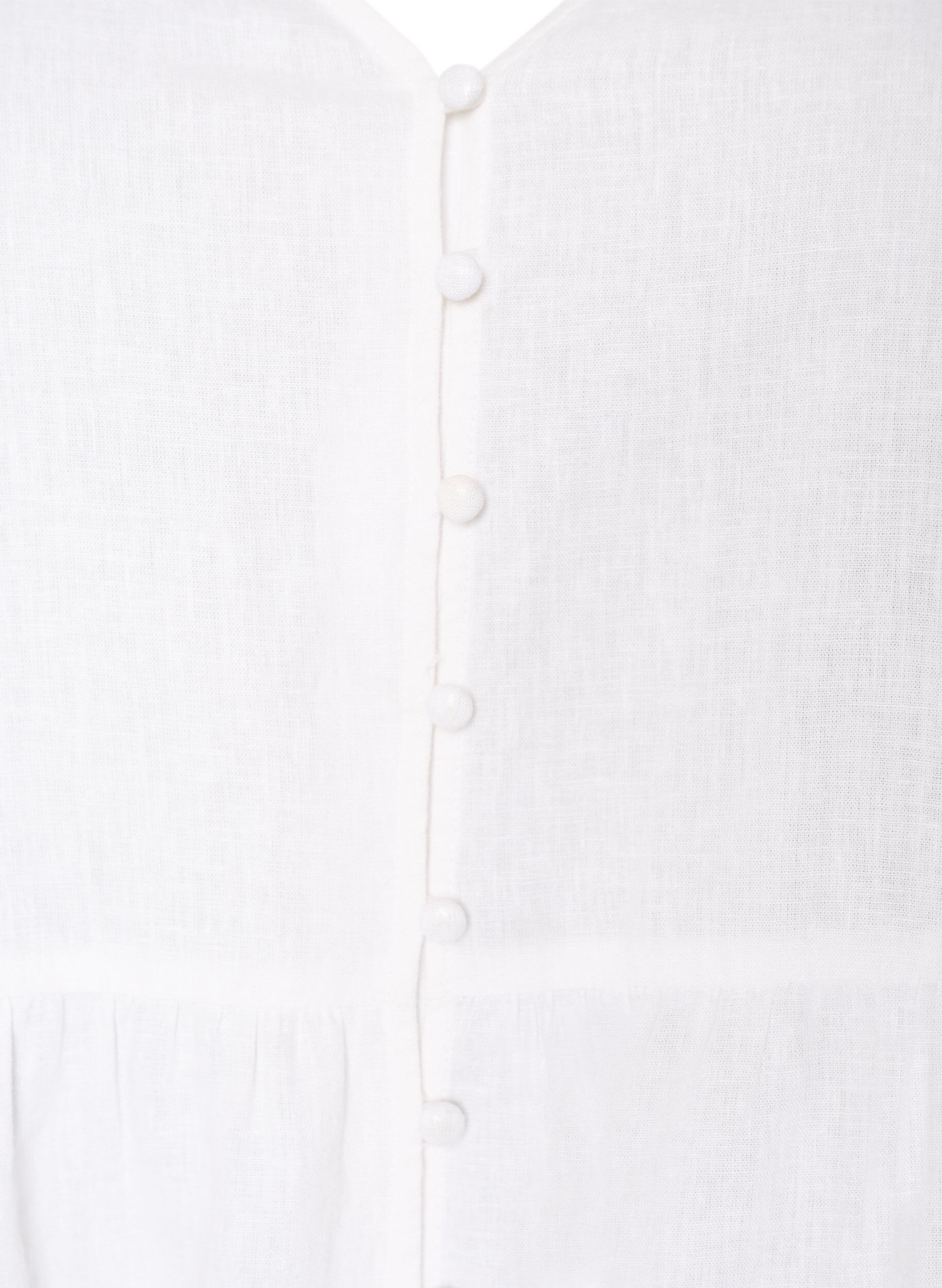ZizzifashionBlouse in linen and viscose with a V-neck and button fastening, White, Packshot image number 2